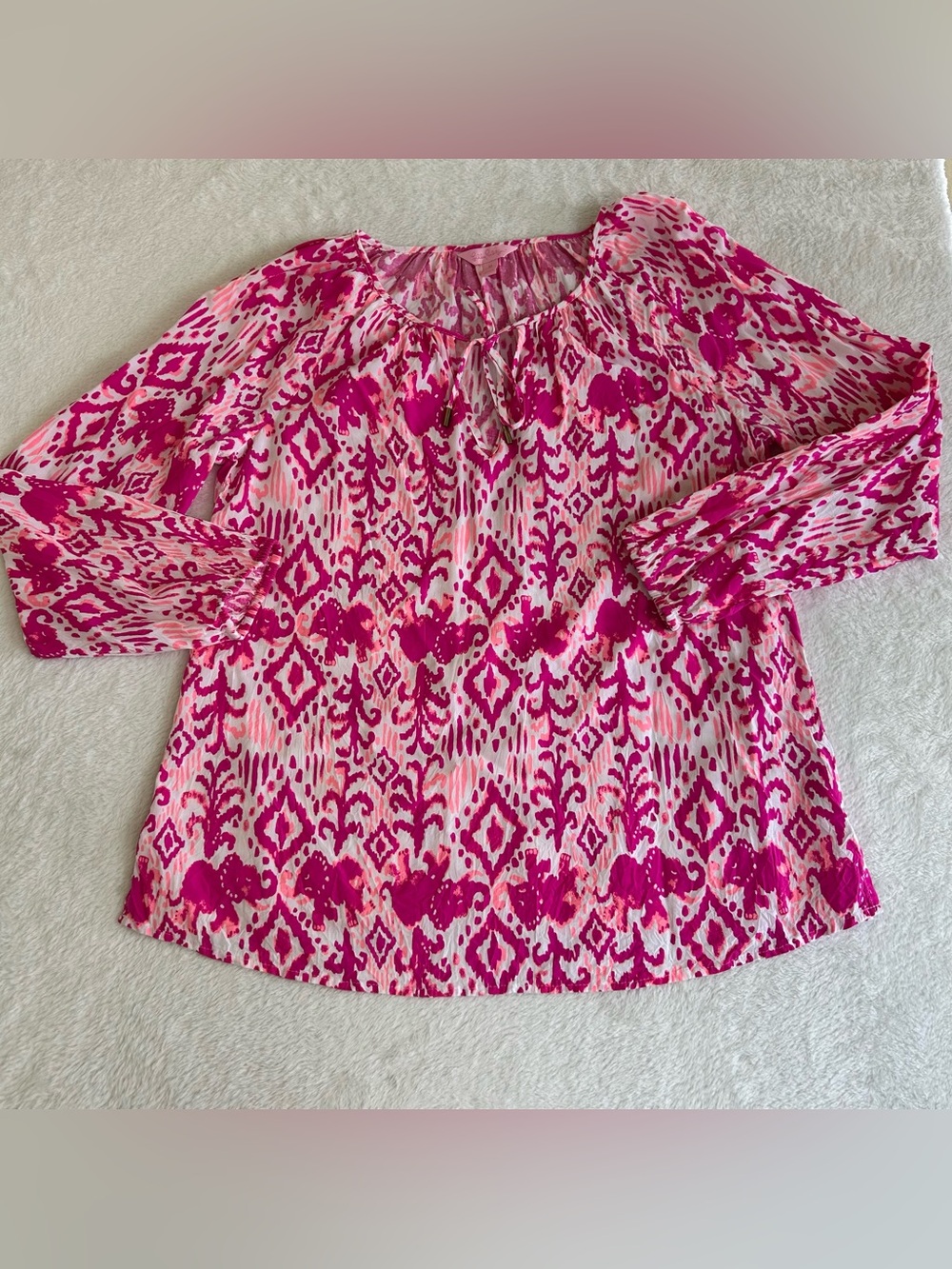 Lilly Pulitzer Womens Blouse Size Medium Pink Long Sleeve Tunic